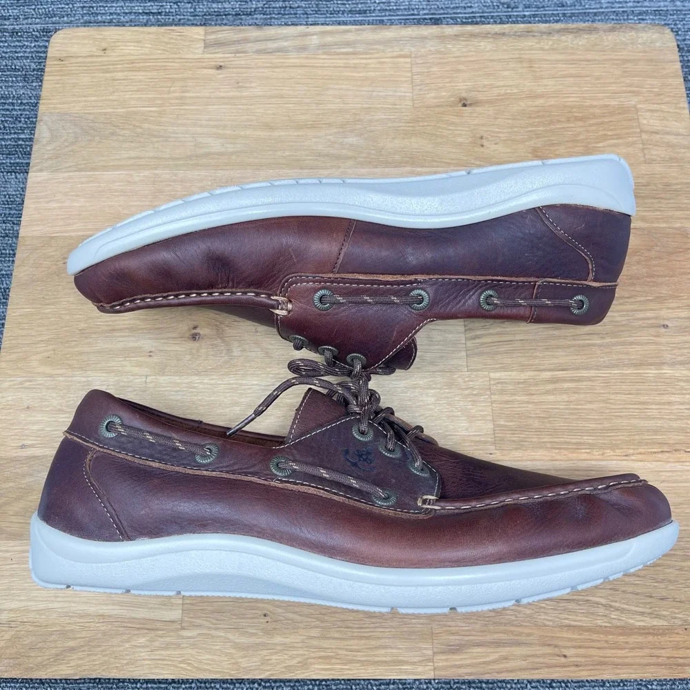 SAS Boat Shoes Mens 10.5 Wide Brown Leather‎ Tripad Comfort Lace Up USA A0825605